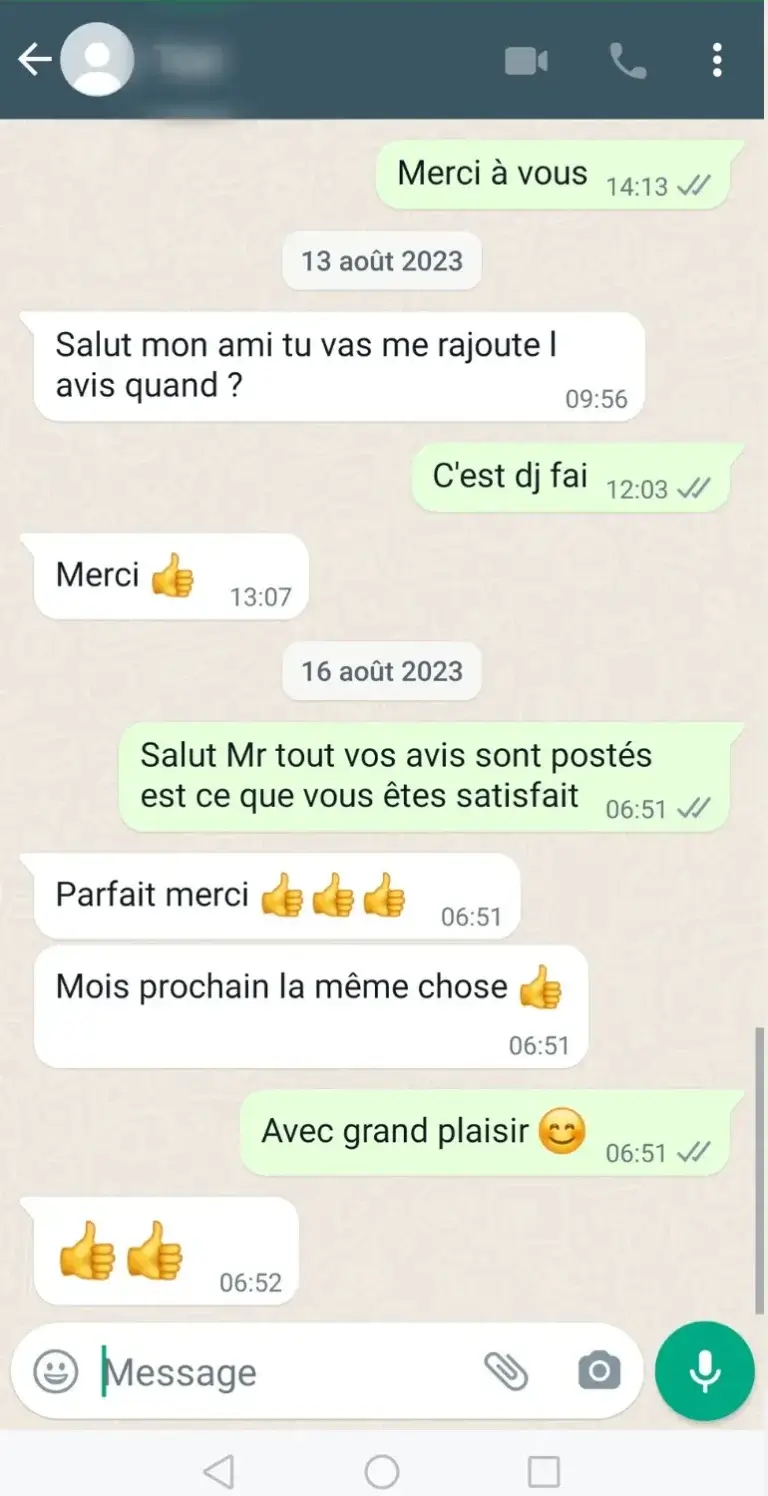 Google'da memnun bir müşterinin ekran görüntüsü